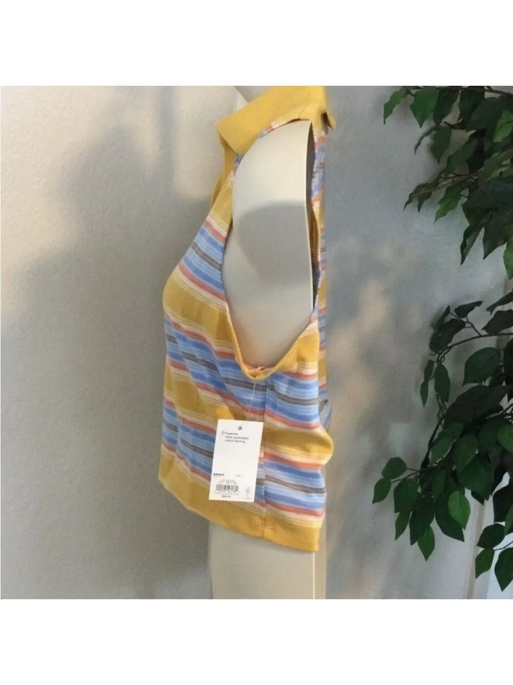 SO Cropped Johnny collar neckline Tank Top Woman’s Juniors 1X stripes